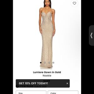 Nookie Gold Strapless Gown